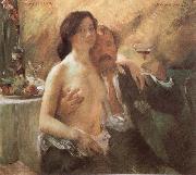 Lovis Corinth Self-Portrait with his wife and a glass china oil painting reproduction